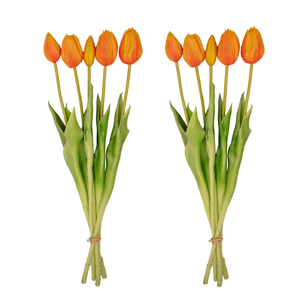 Vase Jessie Strik + 10x Real Touch Tulpen Orange