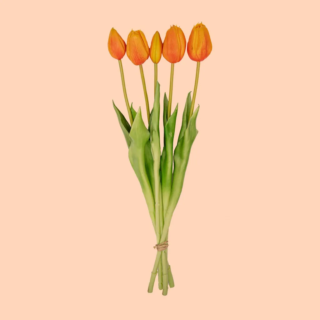 Tulpenstrauß Orange - 10 Stück - 'Real Touch' Kunsttulpen - 42 cm