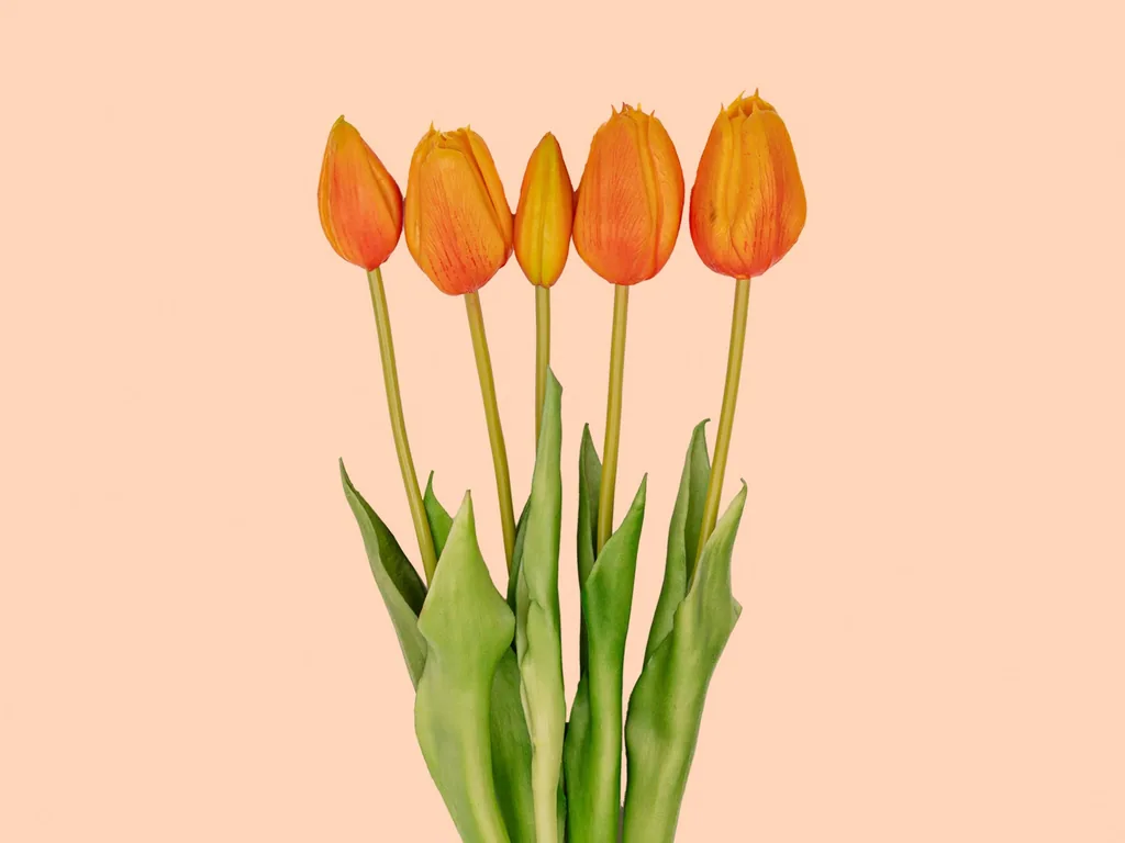 Tulpenstrauß Orange - 10 Stück - 'Real Touch' Kunsttulpen - 42 cm