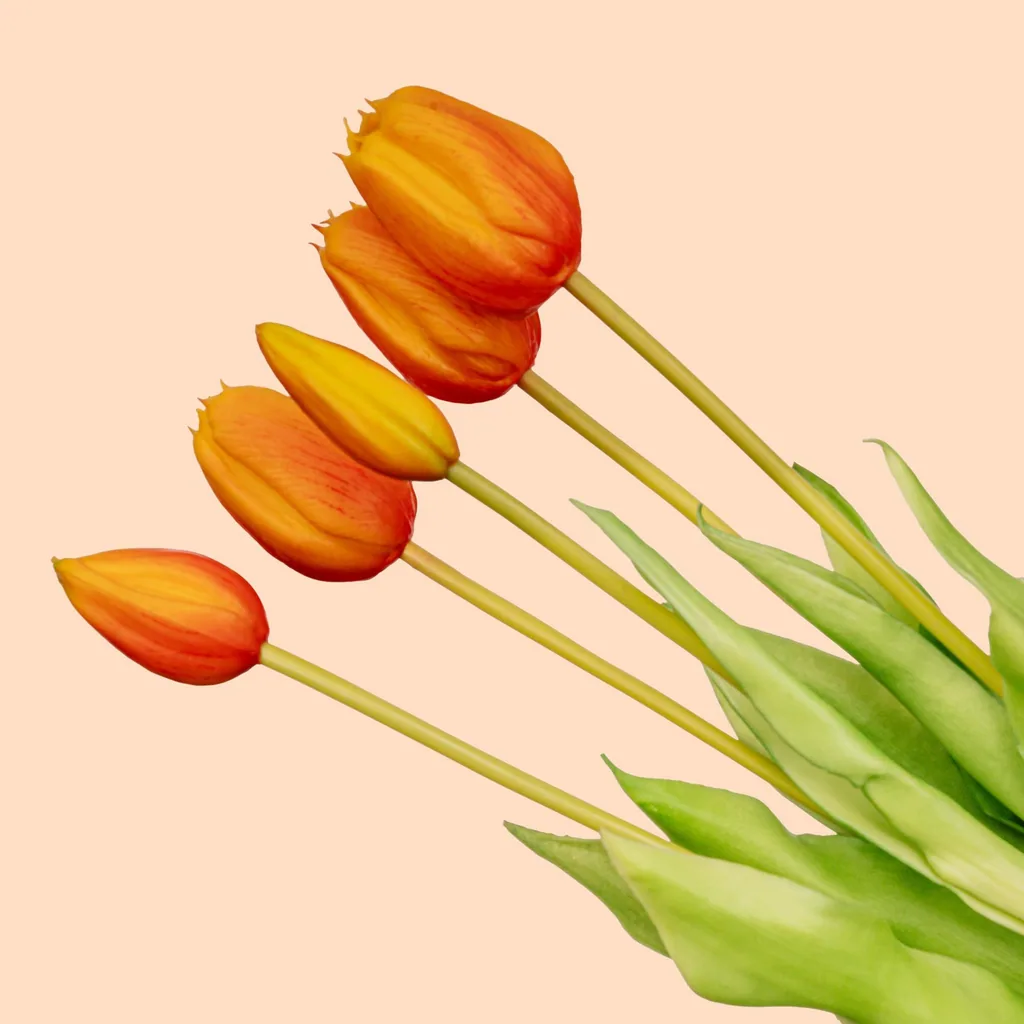 Tulpenstrauß Orange - 10 Stück - 'Real Touch' Kunsttulpen - 42 cm