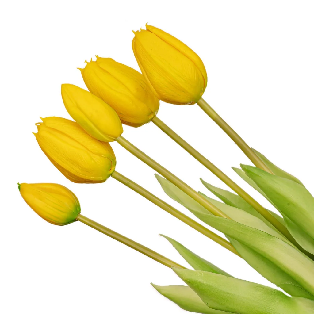 Tulpenstrauß Gelb - 5 Stück - 'Real Touch' Kunsttulpen - 42 cm (gelb)