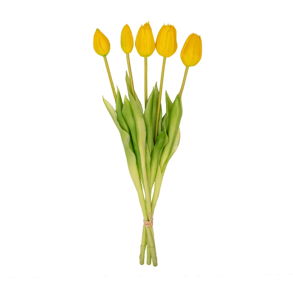 Tulpenstrauß Gelb - 5 Stück - 'Real Touch' Kunsttulpen - 42 cm (gelb)