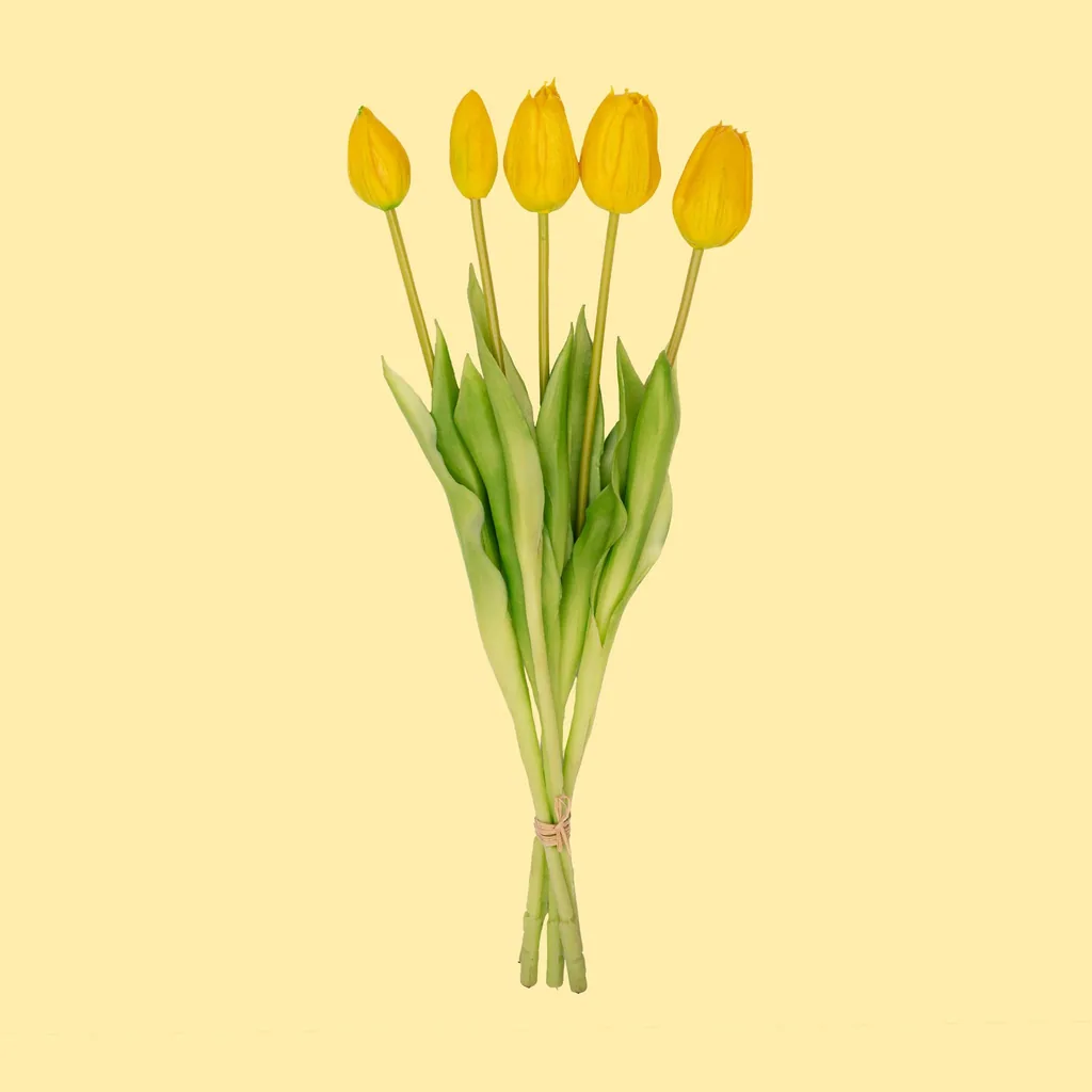 Tulpenstrauß Gelb - 10 Stück - 'Real Touch' Kunsttulpen - 42 cm (gelb)