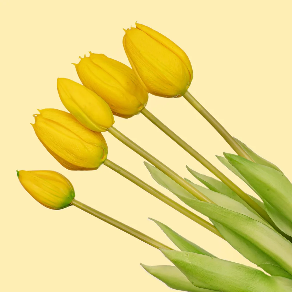 Tulpenstrauß Gelb - 10 Stück - 'Real Touch' Kunsttulpen - 42 cm (gelb)
