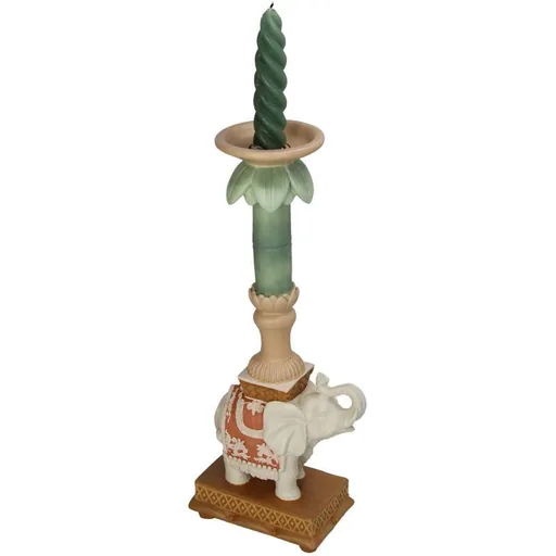 Kerzenhalter - Elefant rosa/grün - Polyresin - 34,50 cm