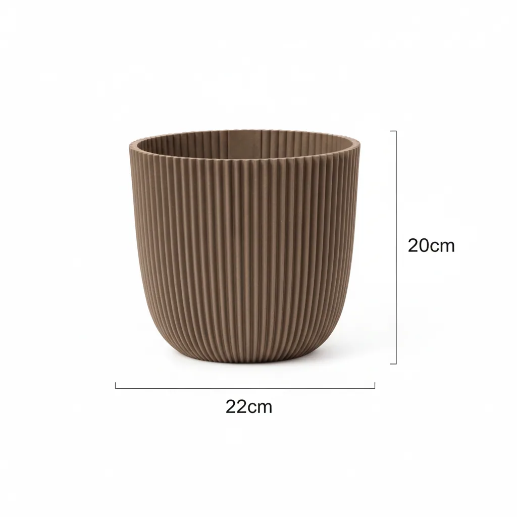 Capi Pot Nature Groove Hergestellt mit Warm Taupe - D22cm