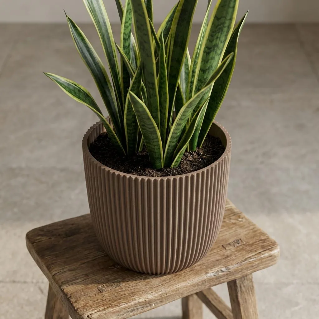 Capi Pot Nature Groove Hergestellt mit Warm Taupe - D22cm