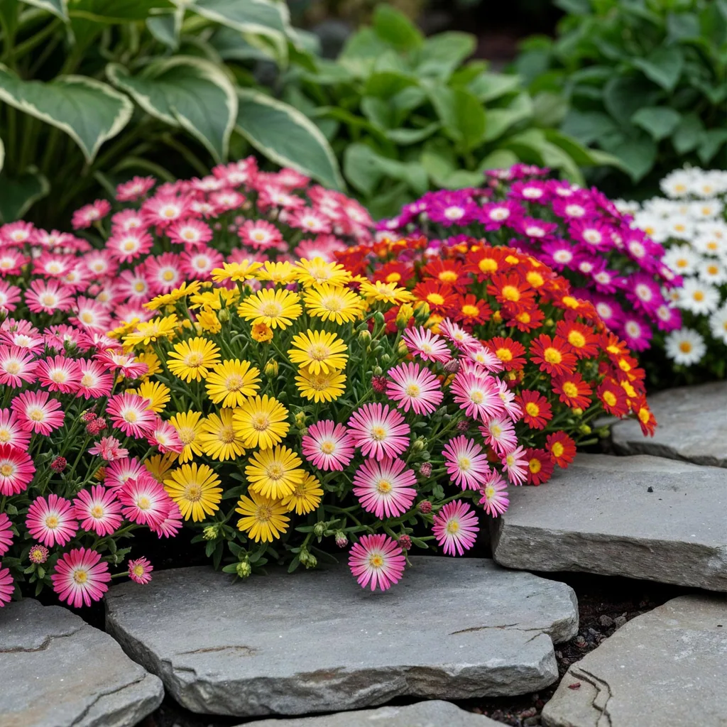 Mittagsblume Farbmix 8er-Set (Delosperma) – winterharte Staude, Topf-Ø 14 cm, Höhe ca. 17 cm