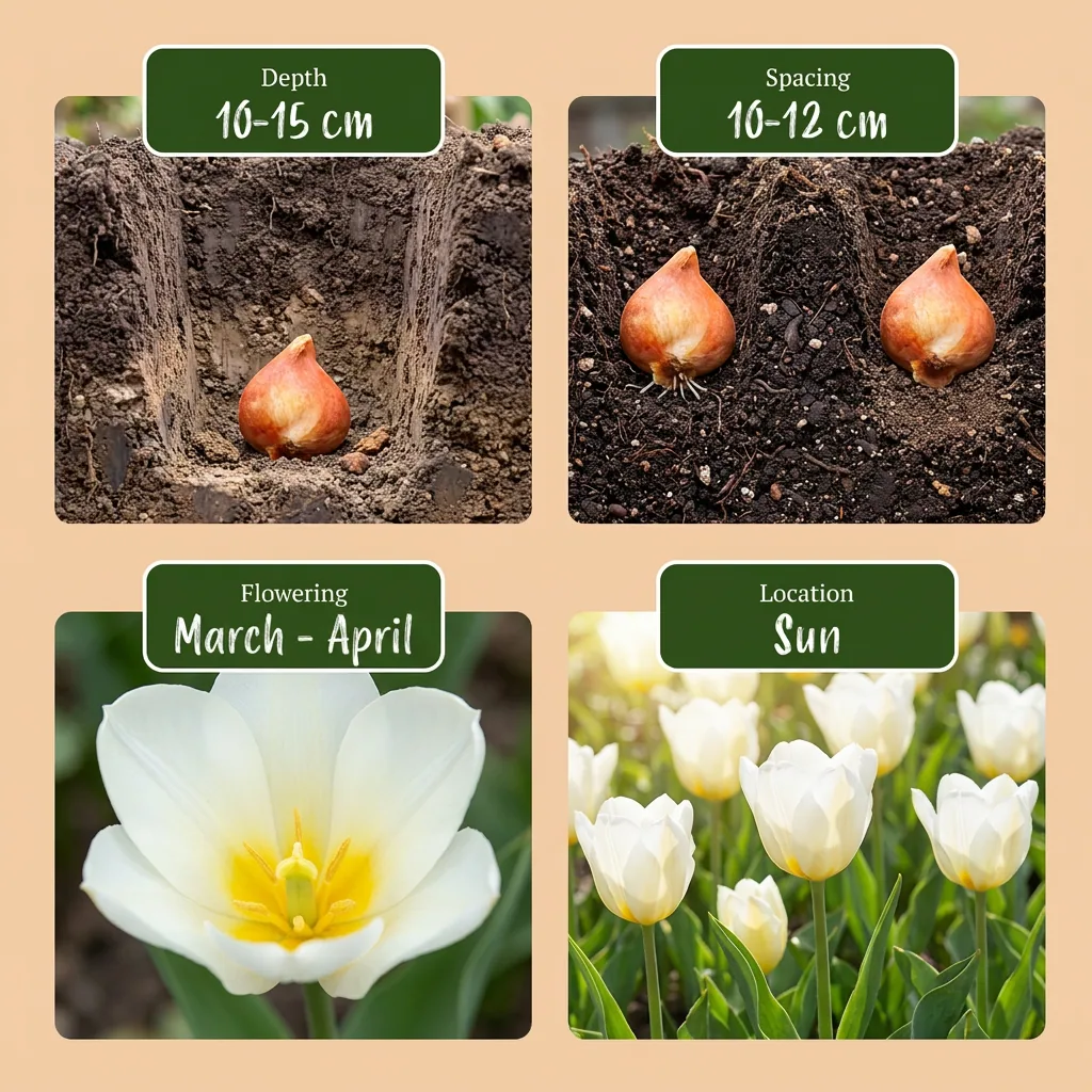 Tulpe 'Triumph White' (Tulipa) – Blumenzwiebeln, 15 Zwiebeln