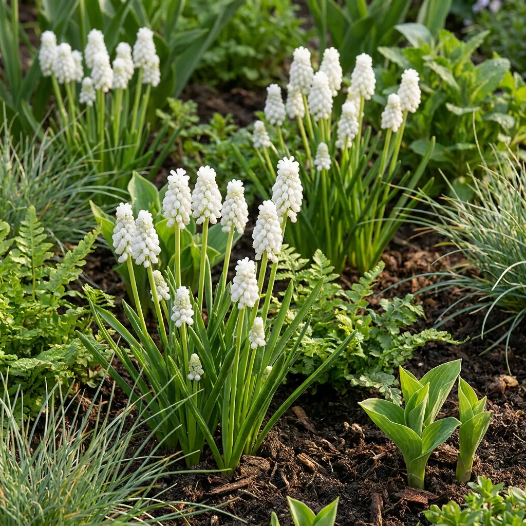 Traubenhyazinthe 'White Magic' (Muscari) – Blumenzwiebeln, 50 Zwiebeln