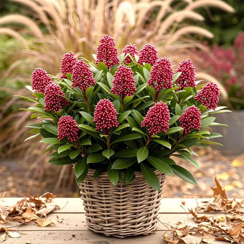 Blütenskimmie (Skimmia japonica) – winterharter Blütenstrauch, Höhe ca. 19 cm