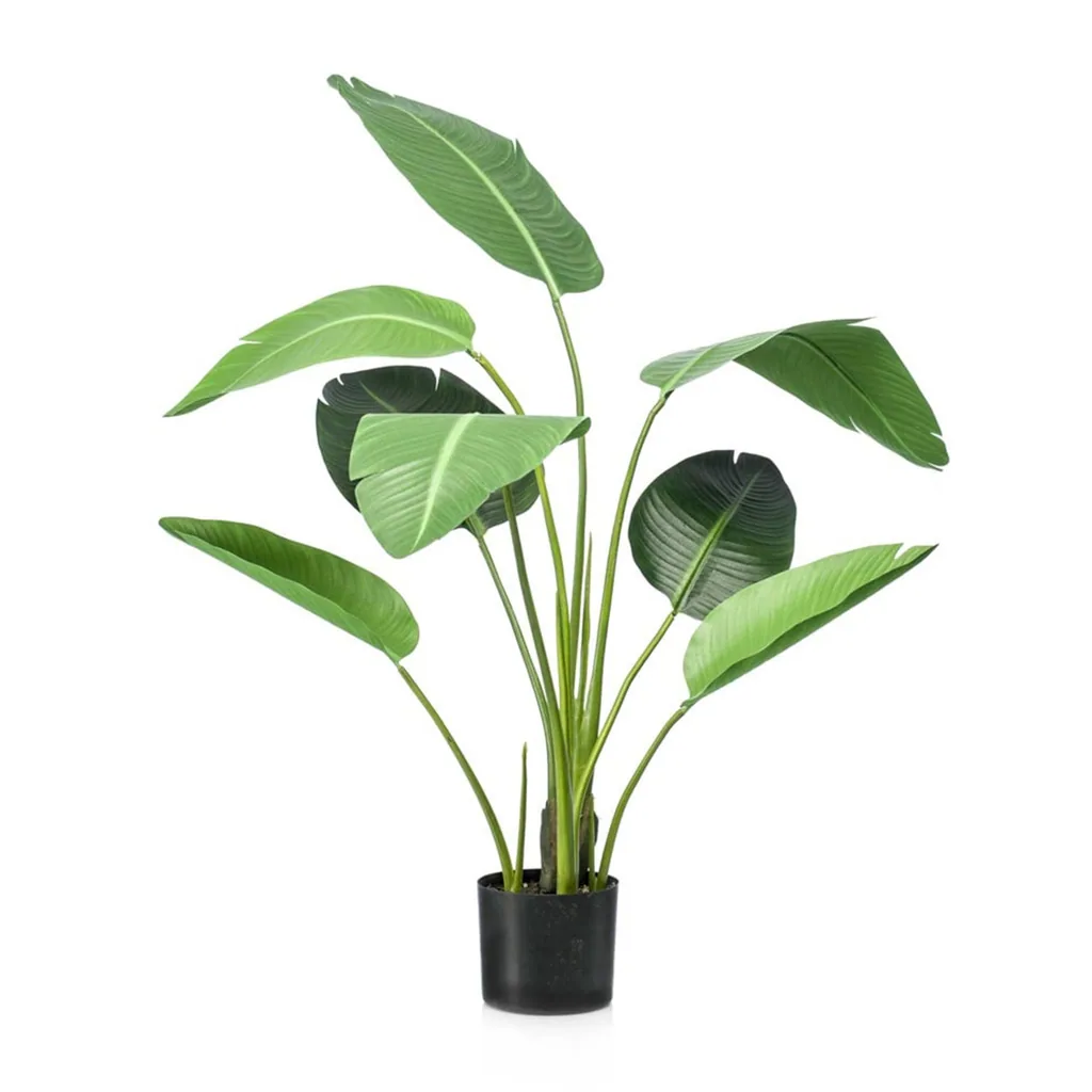 Strelitzia - 120cm - In schwarzem Topf - Kunstpflanze - Künstliche Pflanze