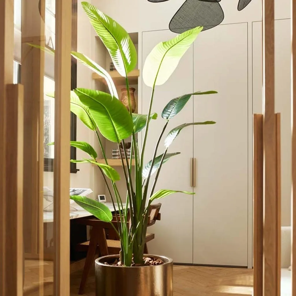 Strelitzia nicolai - 180 cm - Im schwarzen Topf - Kunstpflanze - KÜNSTLICH