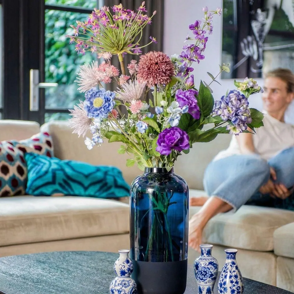 Kunstblumenstrauß - Purple Bloom Deluxe - Real Touch - 10 Stiele - Höhe ca. 90 cm