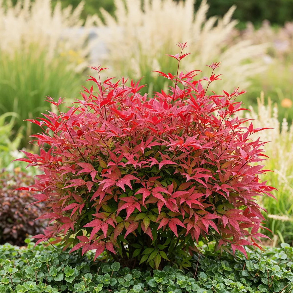 Himmelsbambus 'Blush Pink' (Nandina) – winterharter Zierstrauch, Topf-Ø 17 cm, Höhe ca. 40 cm