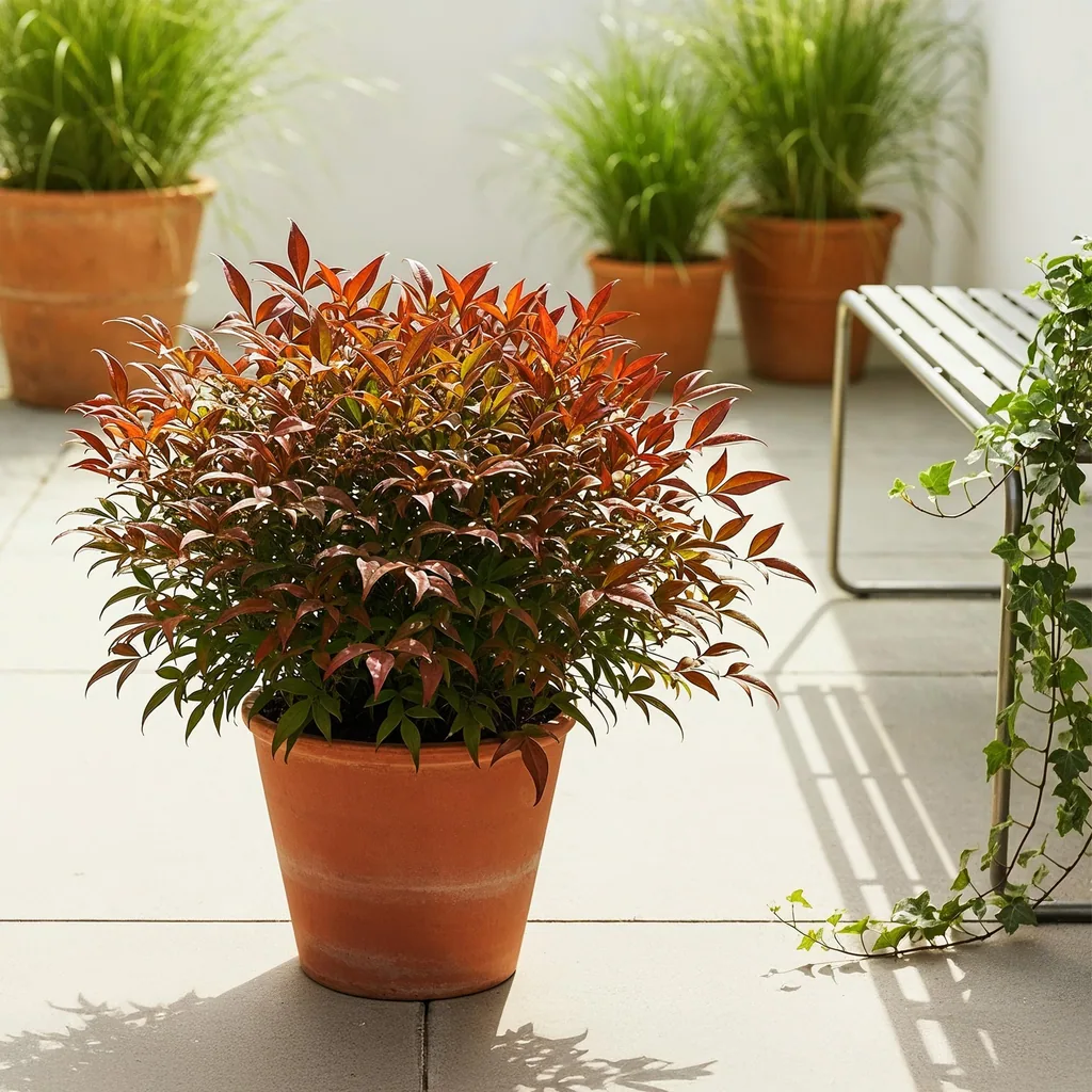 Himmelsbambus 'Gulfstream' 2er-Set (Nandina) – winterharter Zierstrauch, Topf-Ø 17 cm, Höhe ca. 45 cm