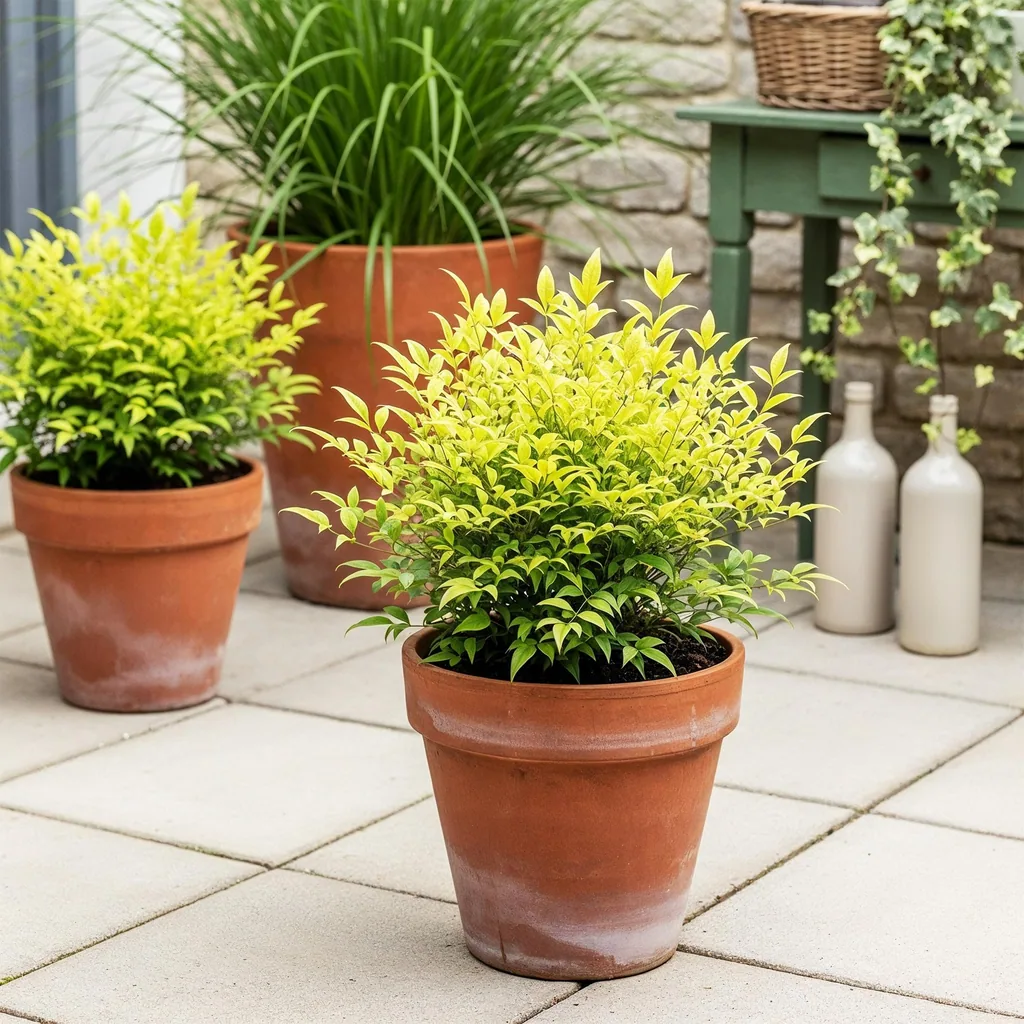 Himmelsbambus 'Lemon & Lime' 2er-Set (Nandina) – winterharter Zierstrauch, Topf-Ø 17 cm, Höhe ca. 45 cm