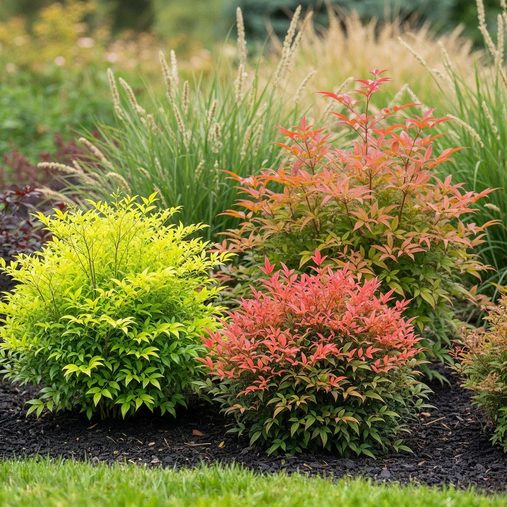 Himmelsbambus Farbmix 3er-Set (Nandina) – winterharter immergrüner Strauch, Topf-Ø 17 cm, Höhe ca. 45 cm