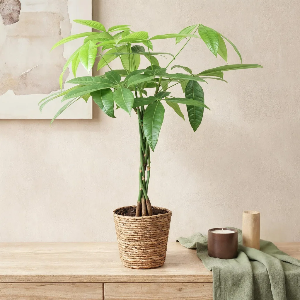 Glückskastanie 2er-Set (Pachira aquatica) – pflegeleichte Zimmerpflanze, mit geflochtenem Stamm, Topf-Ø 17 cm, Höhe ca. 60–70 cm