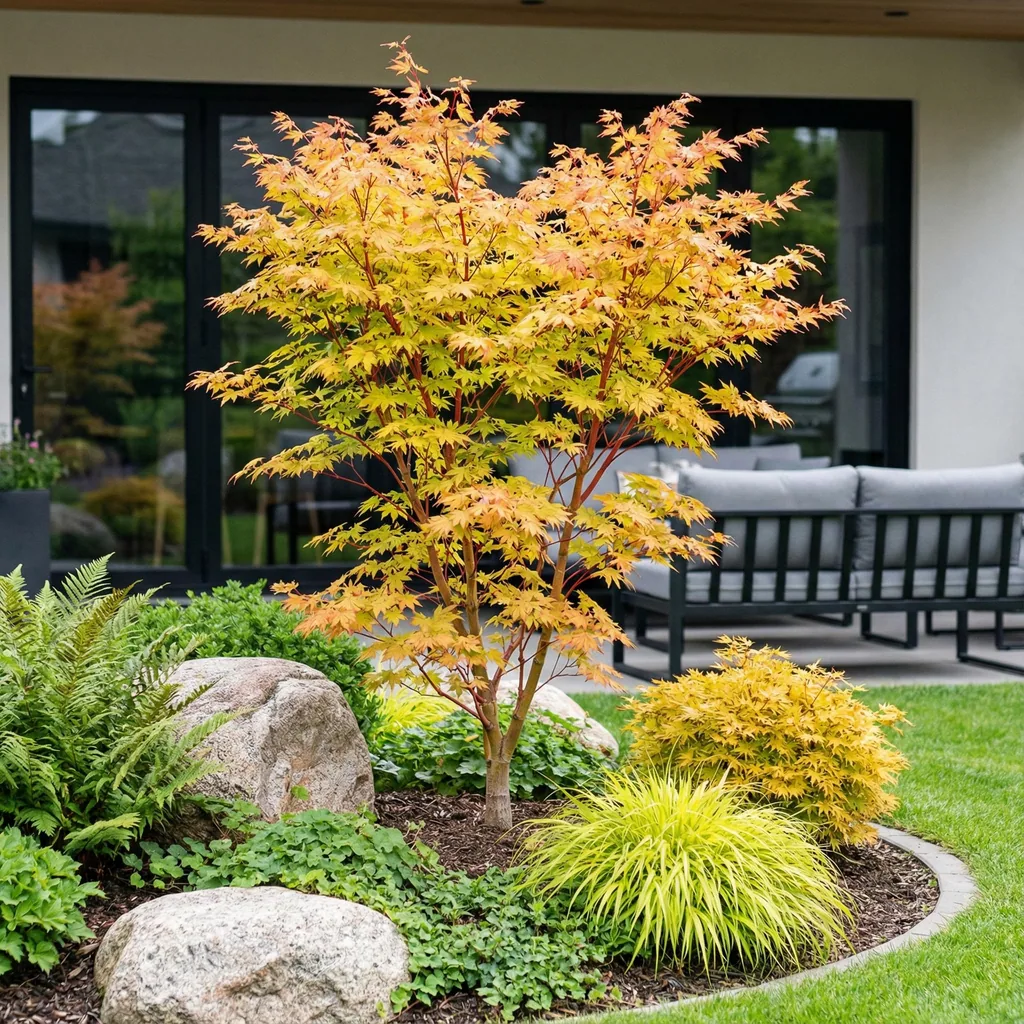 Fächerahorn 'Sangokaku' (Acer palmatum) – winterharter Zierstrauch, Topf-Ø 26 cm, Höhe ca. 90 cm