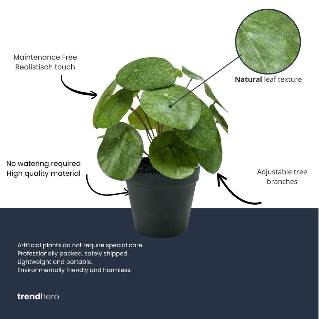 Pilea Busch 25 cm im schwarzen Topf - Kunstpflanze