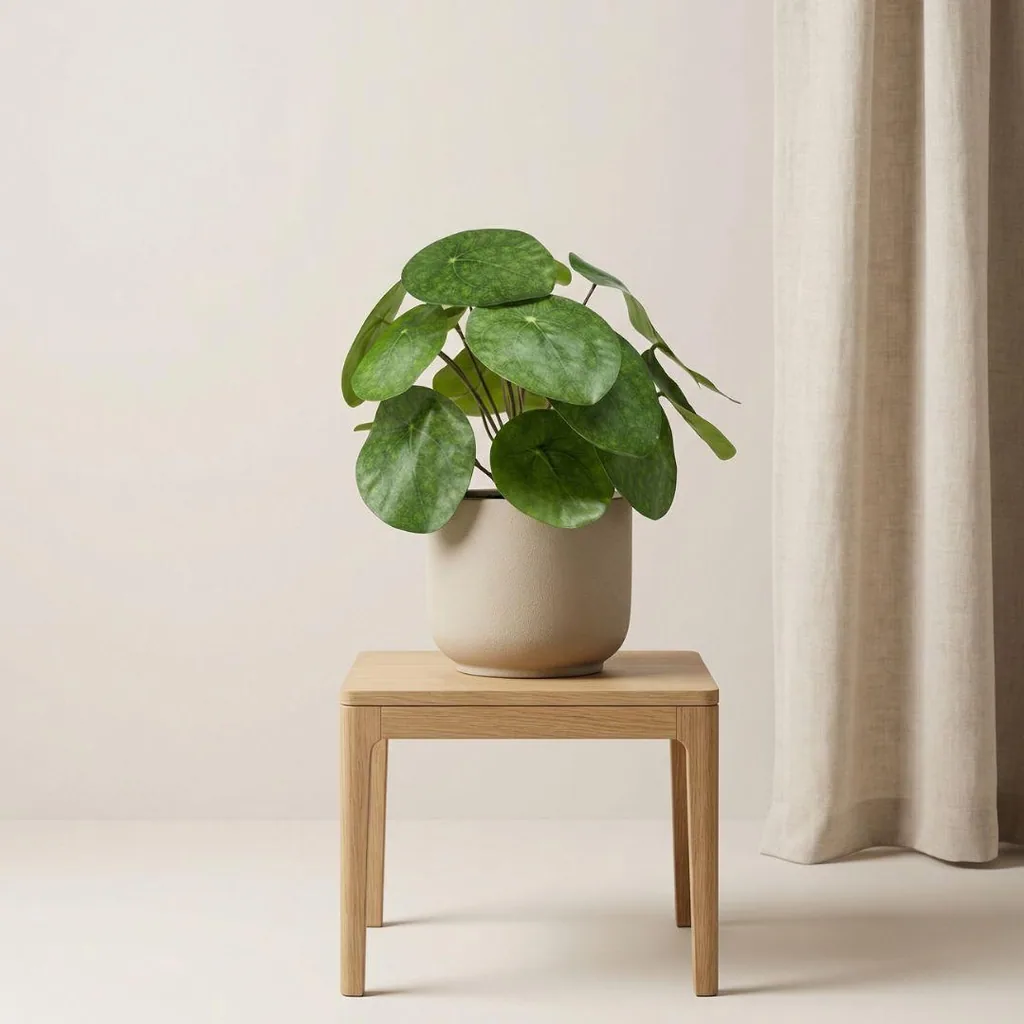 Pilea Busch 25 cm im schwarzen Topf - Kunstpflanze