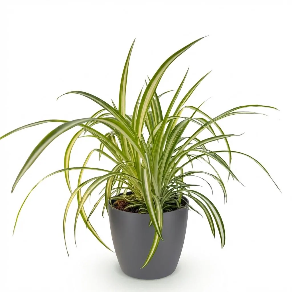 Grünlilie 'Variegatum' (Chlorophytum comosum) – pflegeleichte Zimmerpflanze, im Übertopf, Topf-Ø 12 cm, Höhe ca. 20 cm