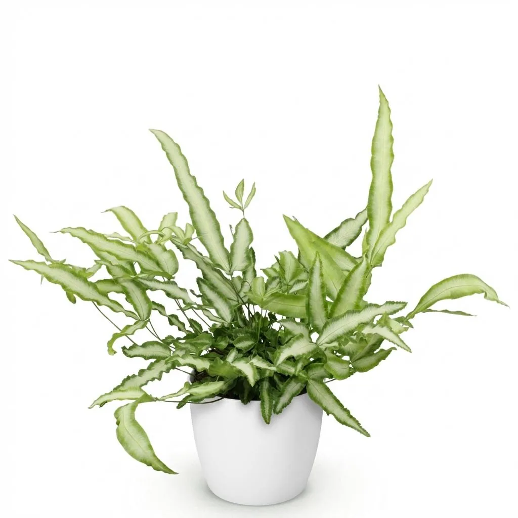 Flügelfarn 'Albolineata' (Pteris cretica) – pflegeleichte Zimmerpflanze, im Übertopf, Topf-Ø 12 cm, Höhe ca. 20 cm