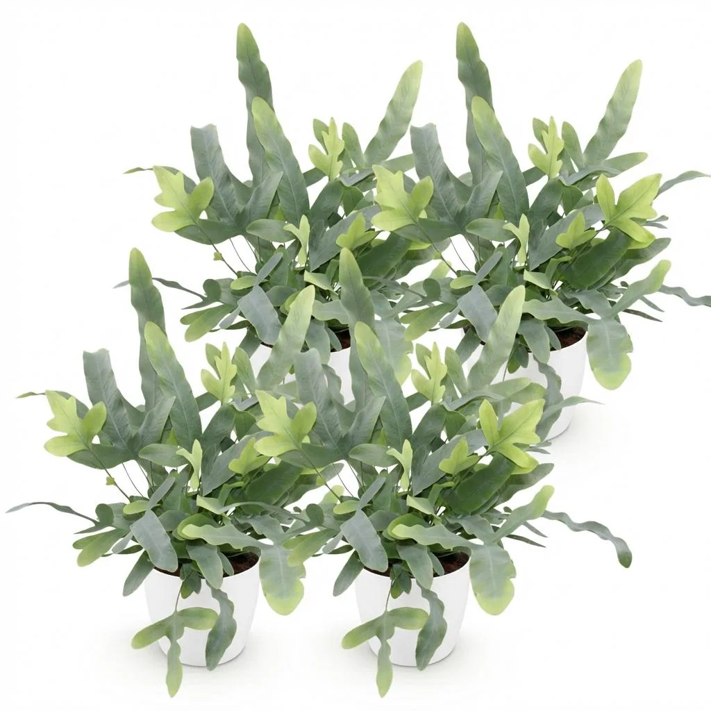 Goldtüpfelfarn 'Blue Star' 4er-Set (Phlebodium aureum) – pflegeleichte Zimmerpflanze, im Übertopf, Topf-Ø 12 cm, Höhe ca. 25 cm