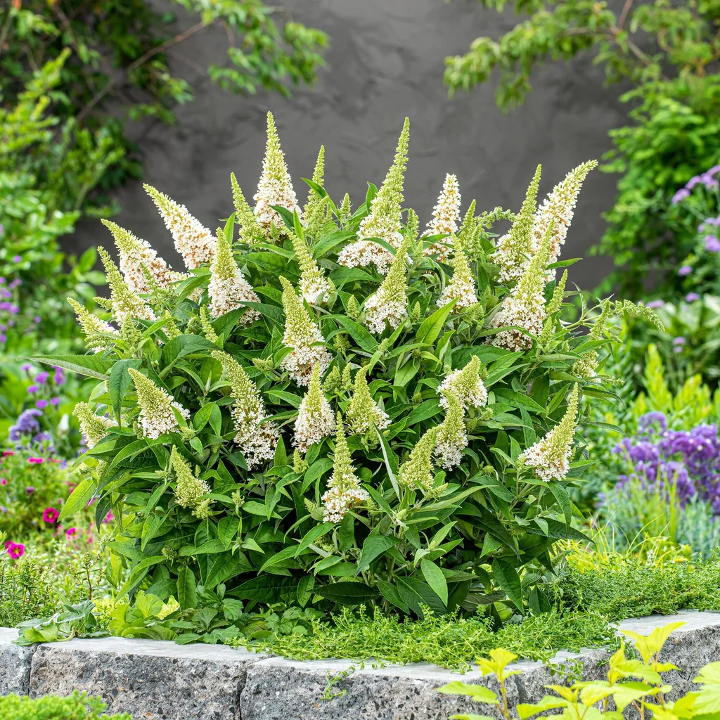 Schmetterlingsflieder 'Butterfly Candy Little White' (Buddleja davidii) – winterharter Blütenstrauch, Topf-Ø 12 cm, Höhe ca. 20–25 cm