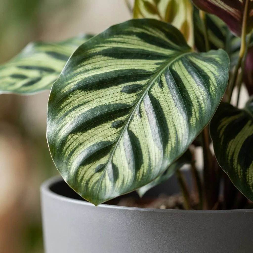 Pfauen-Korbmarante (Calathea makoyana) – pflegeleichte Zimmerpflanze, im Übertopf, Topf-Ø 19 cm, Höhe ca. 70 cm