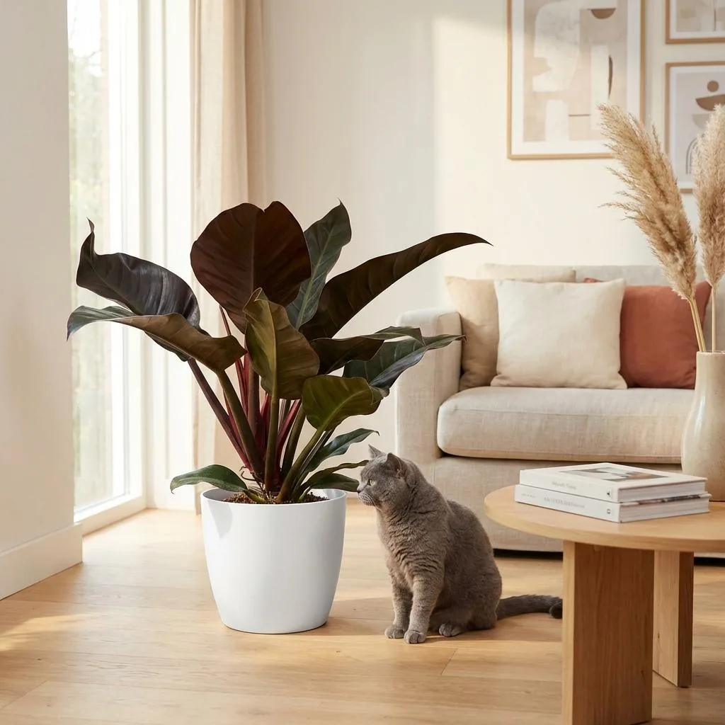 Baumfreund 'Imperial Red' (Philodendron) – pflegeleichte Zimmerpflanze, im Übertopf, Topf-Ø 19 cm, Höhe ca. 60 cm