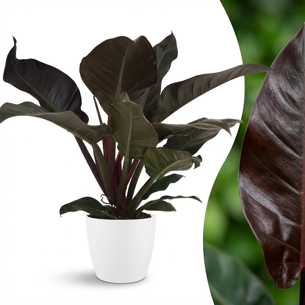Baumfreund 'Imperial Red' (Philodendron) – pflegeleichte Zimmerpflanze, im Übertopf, Topf-Ø 19 cm, Höhe ca. 60 cm