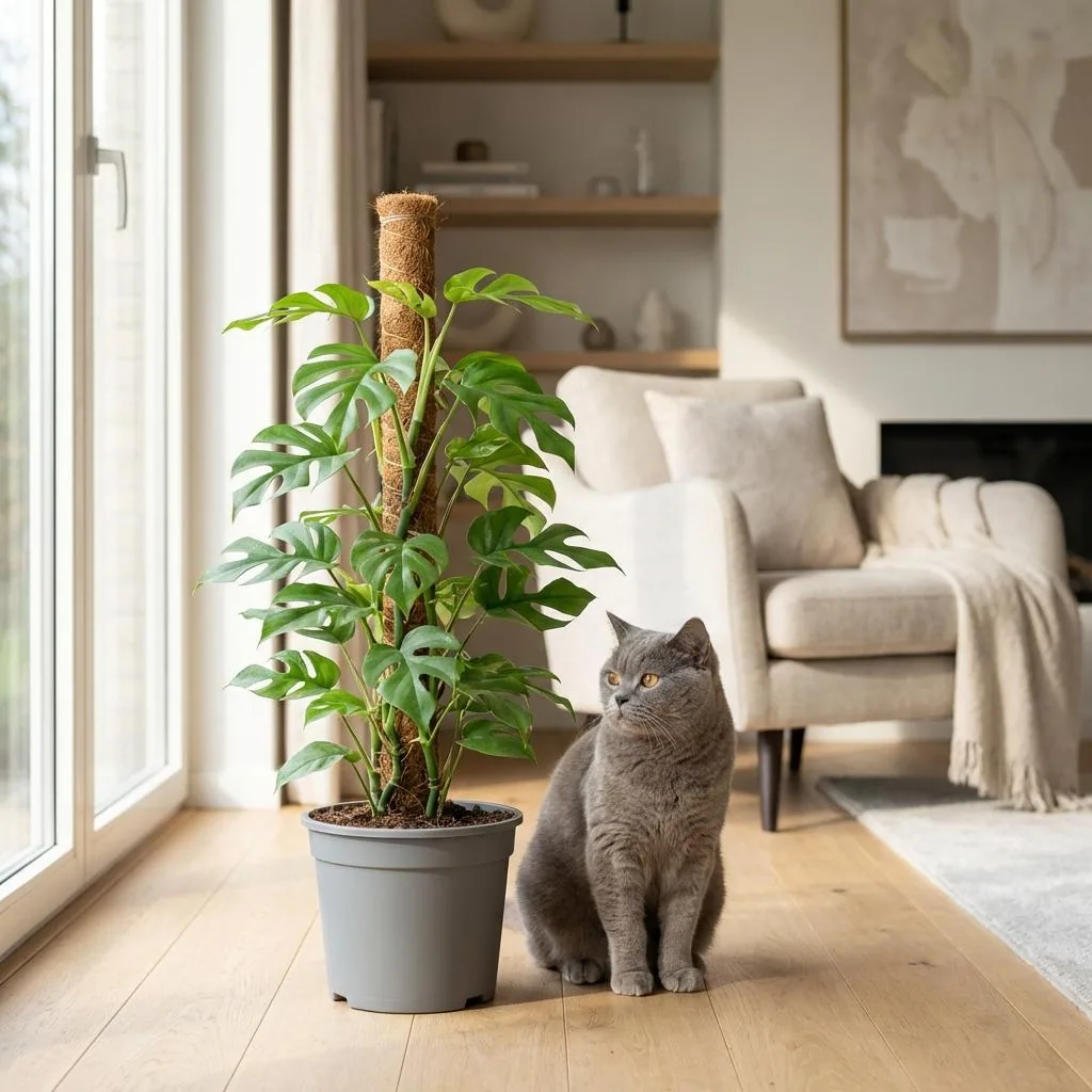 Kleines Fensterblatt grün (Monstera minima) – pflegeleichte Zimmerpflanze, am Moosstab, Topf-Ø 19 cm, Höhe ca. 90 cm