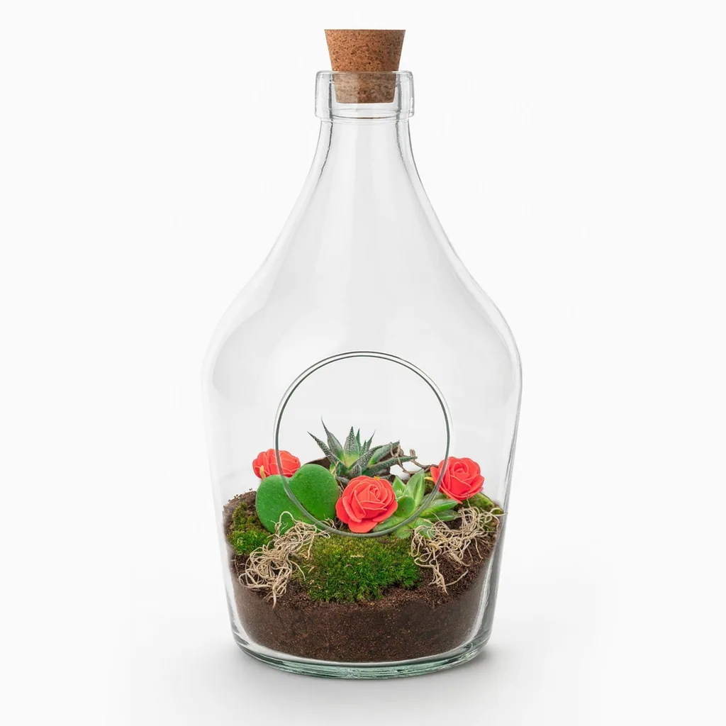 Love in a Bottle - DIY Offenes Pflanzen Terrarium - Ø 16 cm Höhe ca. 30 cm