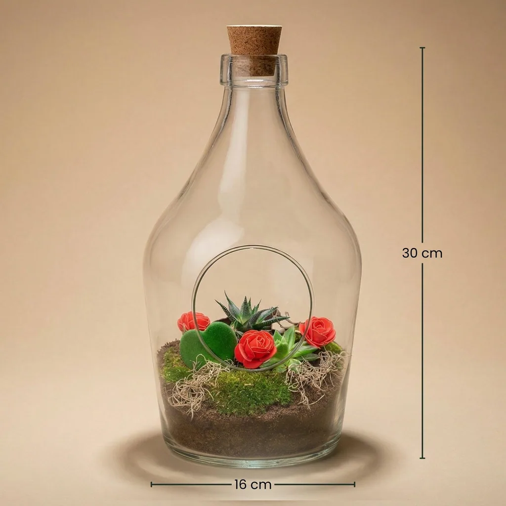 Love in a Bottle - DIY Offenes Pflanzen Terrarium - Ø 16 cm Höhe ca. 30 cm