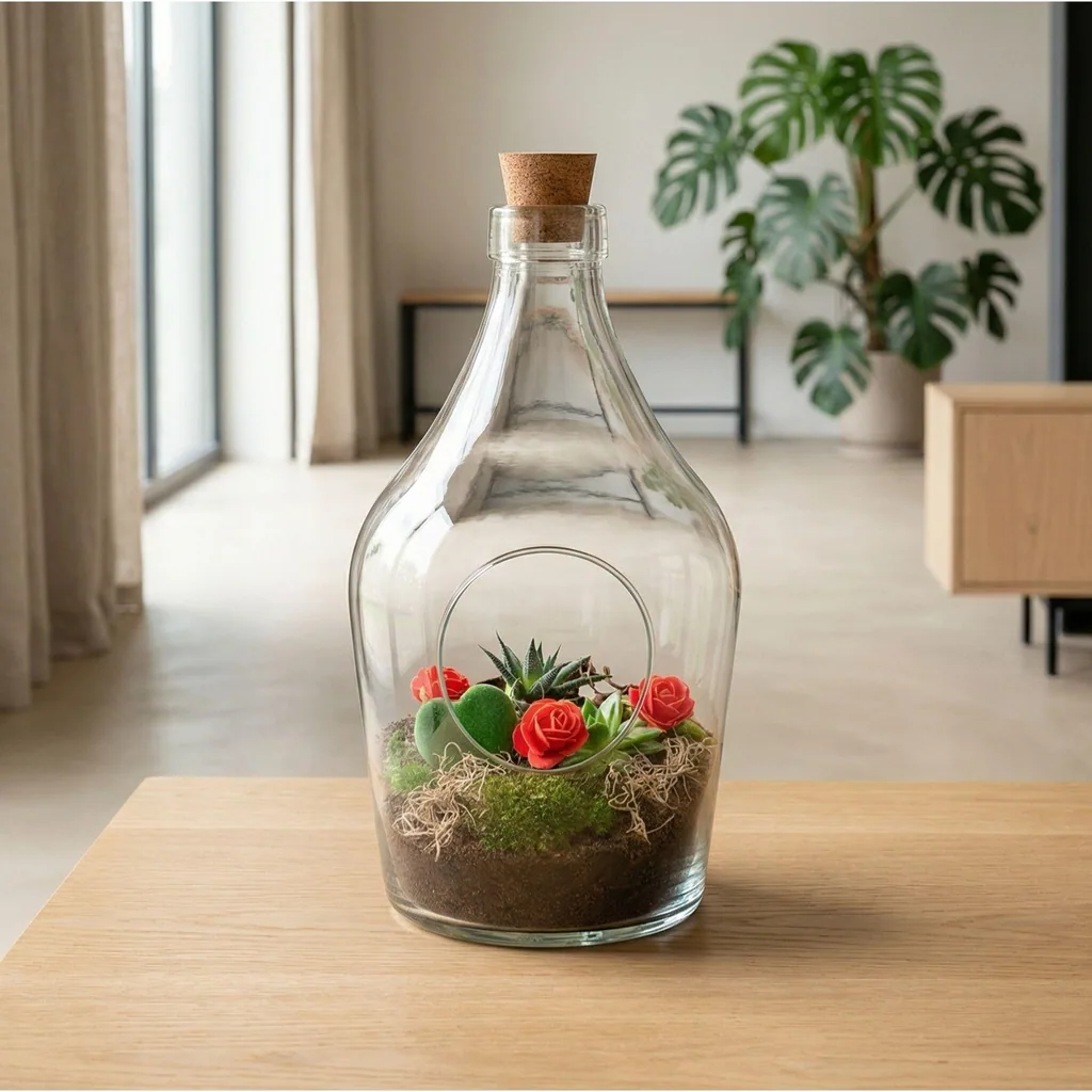 Love in a Bottle - DIY Offenes Pflanzen Terrarium - Ø 16 cm Höhe ca. 30 cm