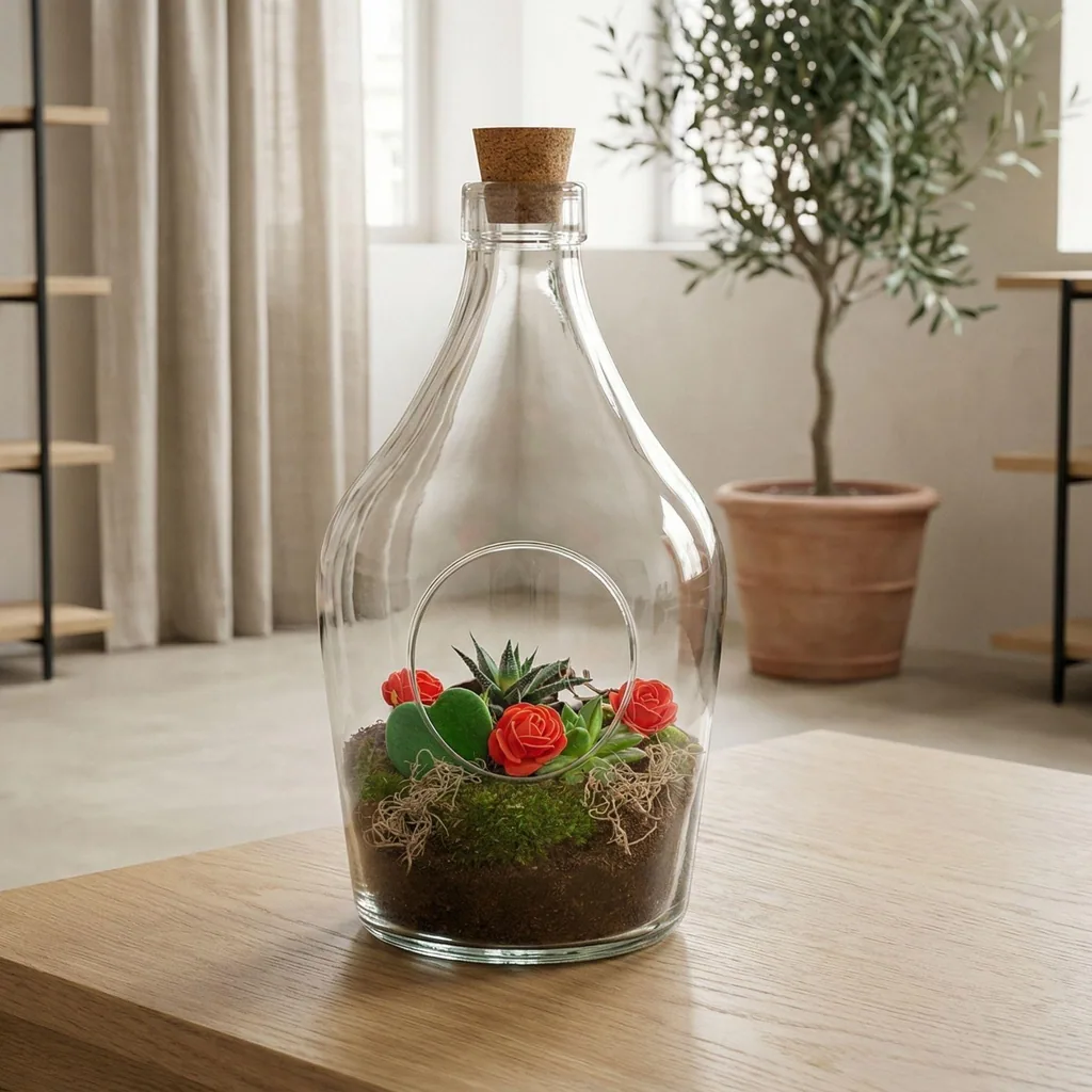 Love in a Bottle - DIY Offenes Pflanzen Terrarium - Ø 16 cm Höhe ca. 30 cm