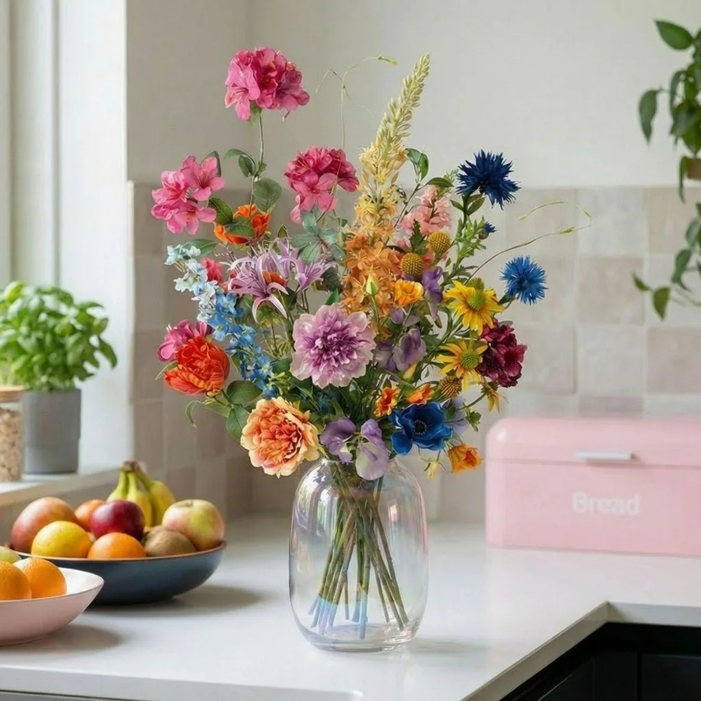 Kunstblumenstrauß - Summer Garden Deluxe - Real Touch - 19 Stiele - Höhe ca. 100 cm