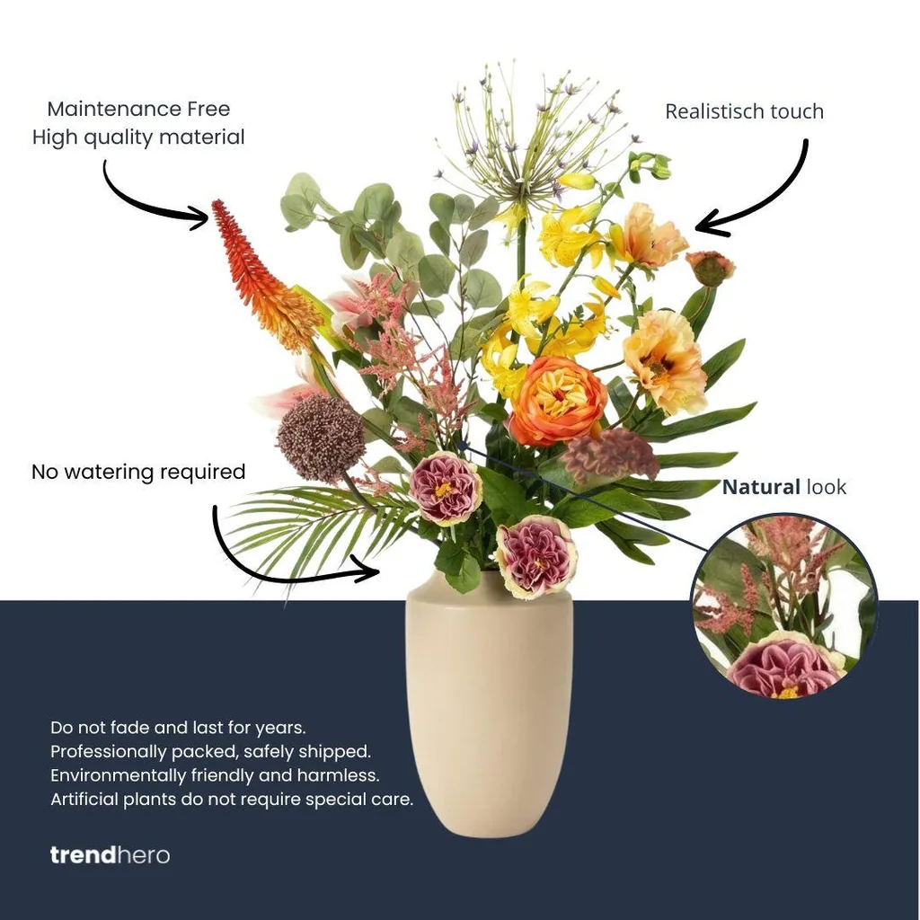 Kunstblumenstrauß - Tropical Chic Deluxe - Real Touch - 13 Stiele - Höhe ca. 105 cm
