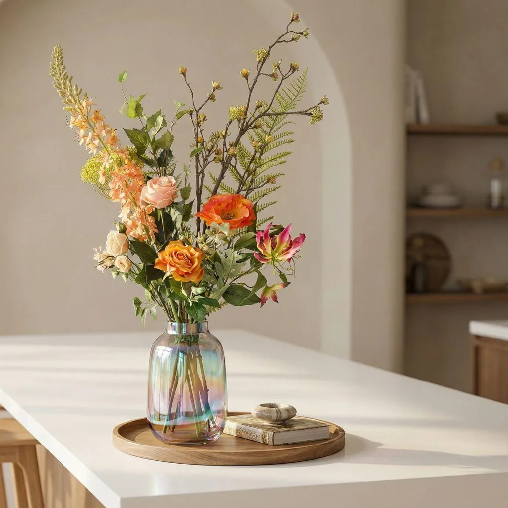 Kunstblumenstrauß - Amber Peach Deluxe - Real Touch - 12 Stiele - Höhe ca. 105 cm