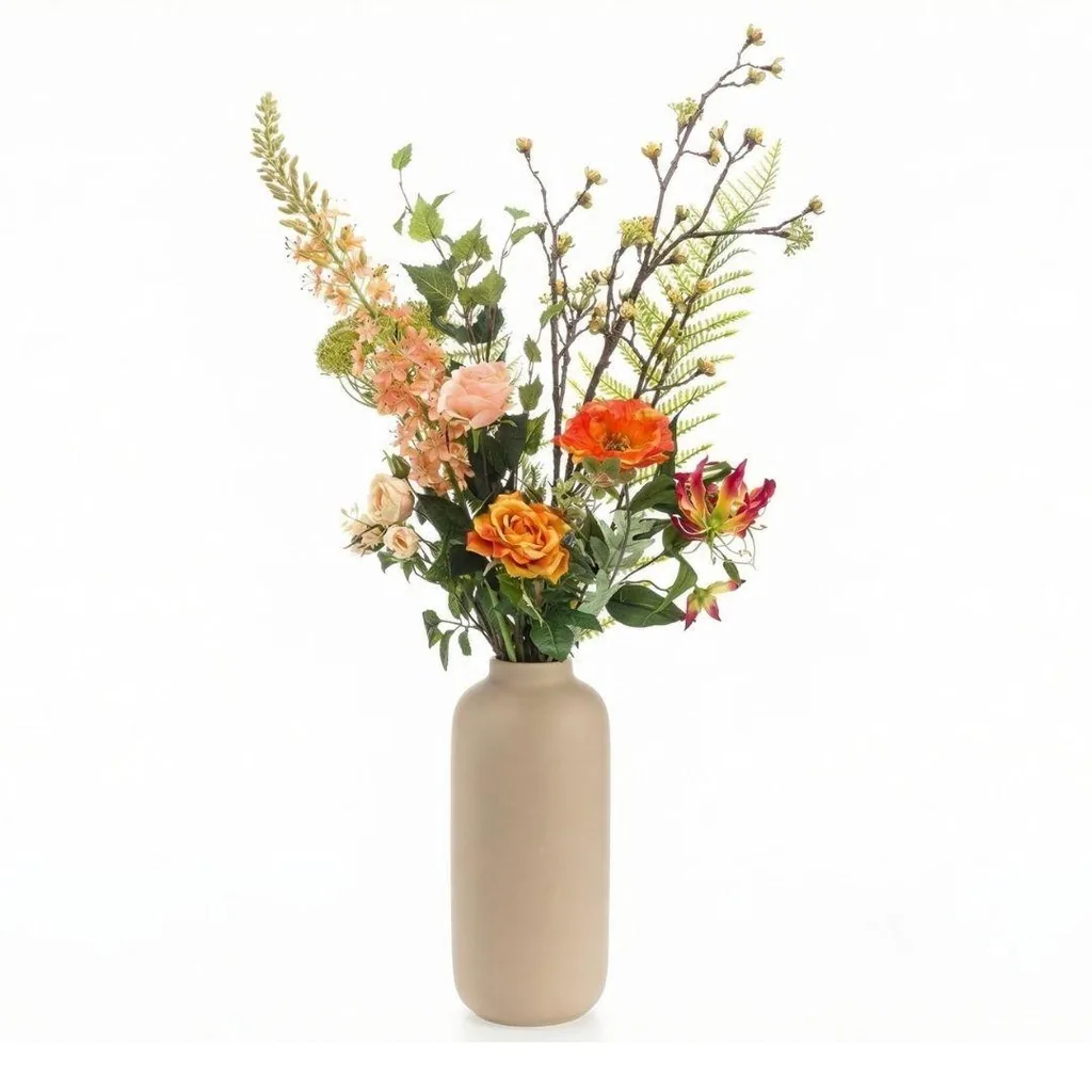 Kunstblumenstrauß - Amber Peach Deluxe - Real Touch - 12 Stiele - Höhe ca. 105 cm