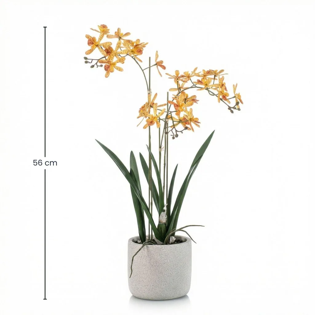 Renanthera Orchidee Gelb & Orange im Topf - 56 cm - Kunstpflanze