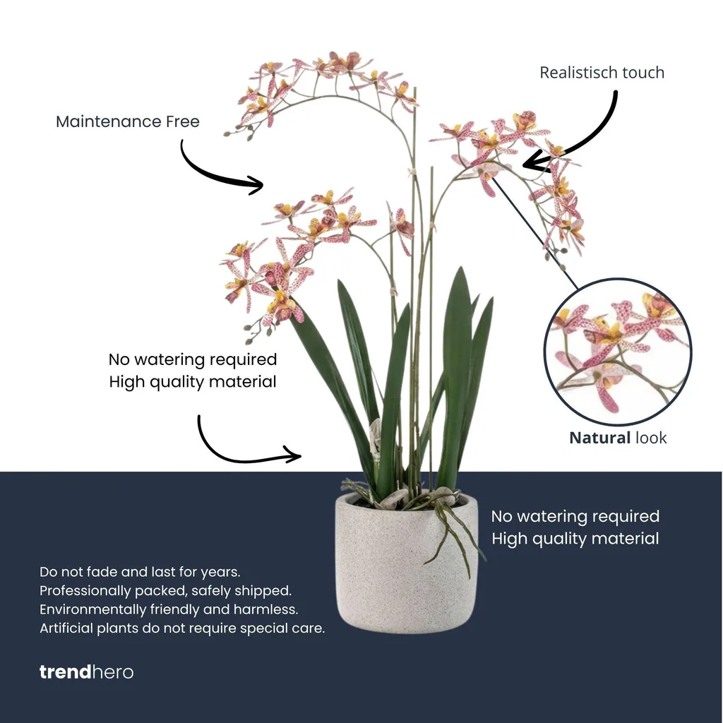 Renanthera Orchidee Rosa im Topf - 56 cm - Kunstpflanze