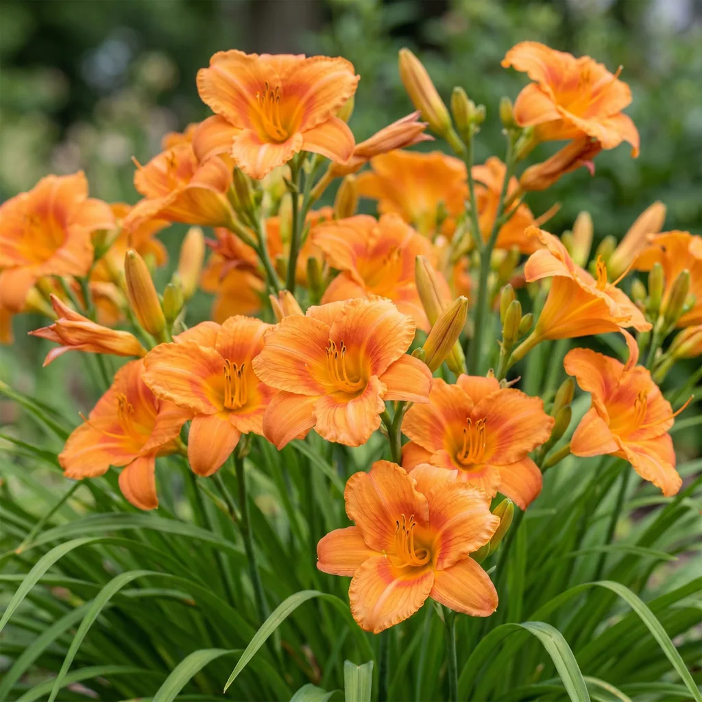 Taglilie 'Mauna Loa' (Hemerocallis) – winterharte Staude, Topf-Ø 11 cm, Höhe ca. 15–25 cm