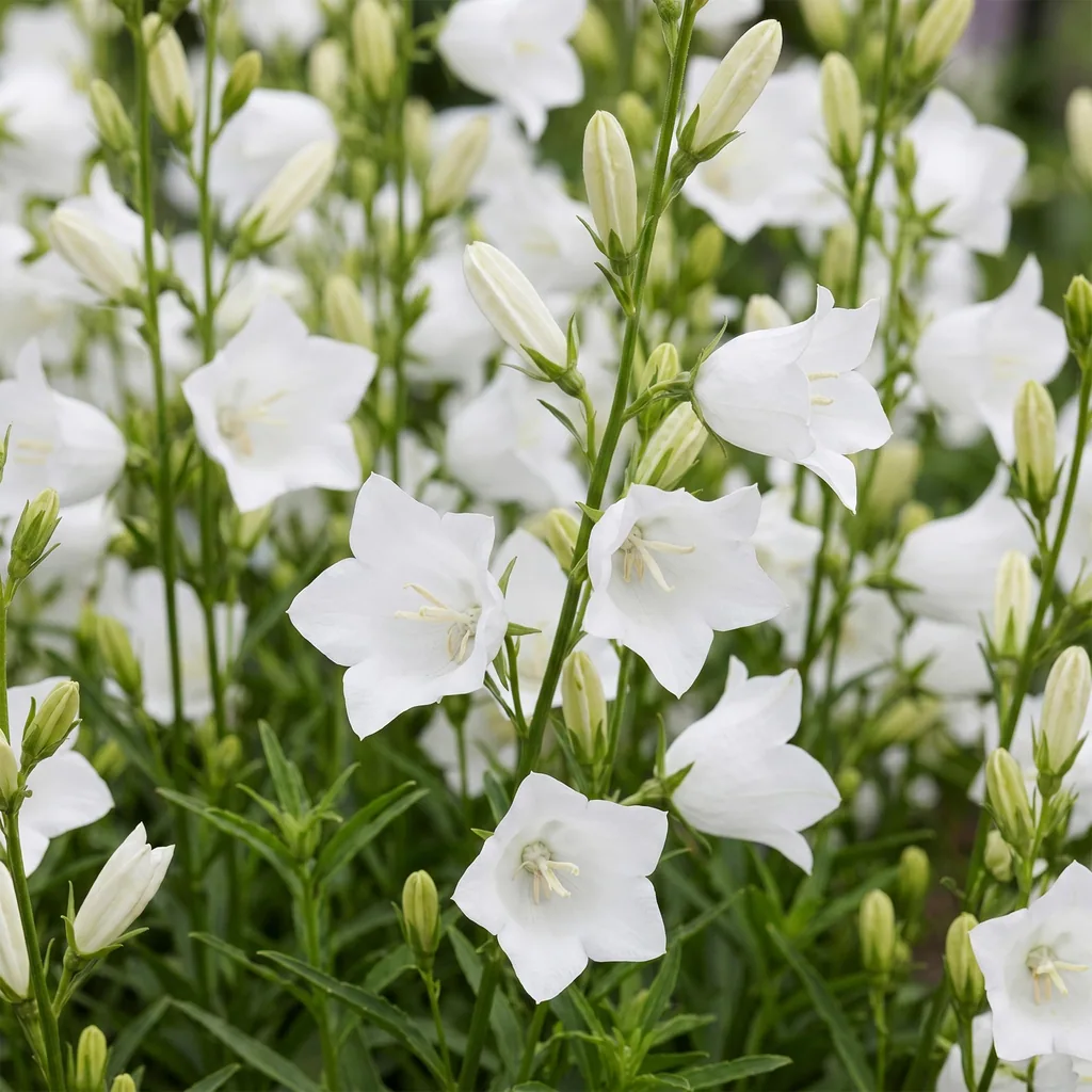 Glockenblume 'Alba' 6er-Set (Campanula) – winterharte Staude, Topf-Ø 11 cm, Höhe ca. 15–25 cm