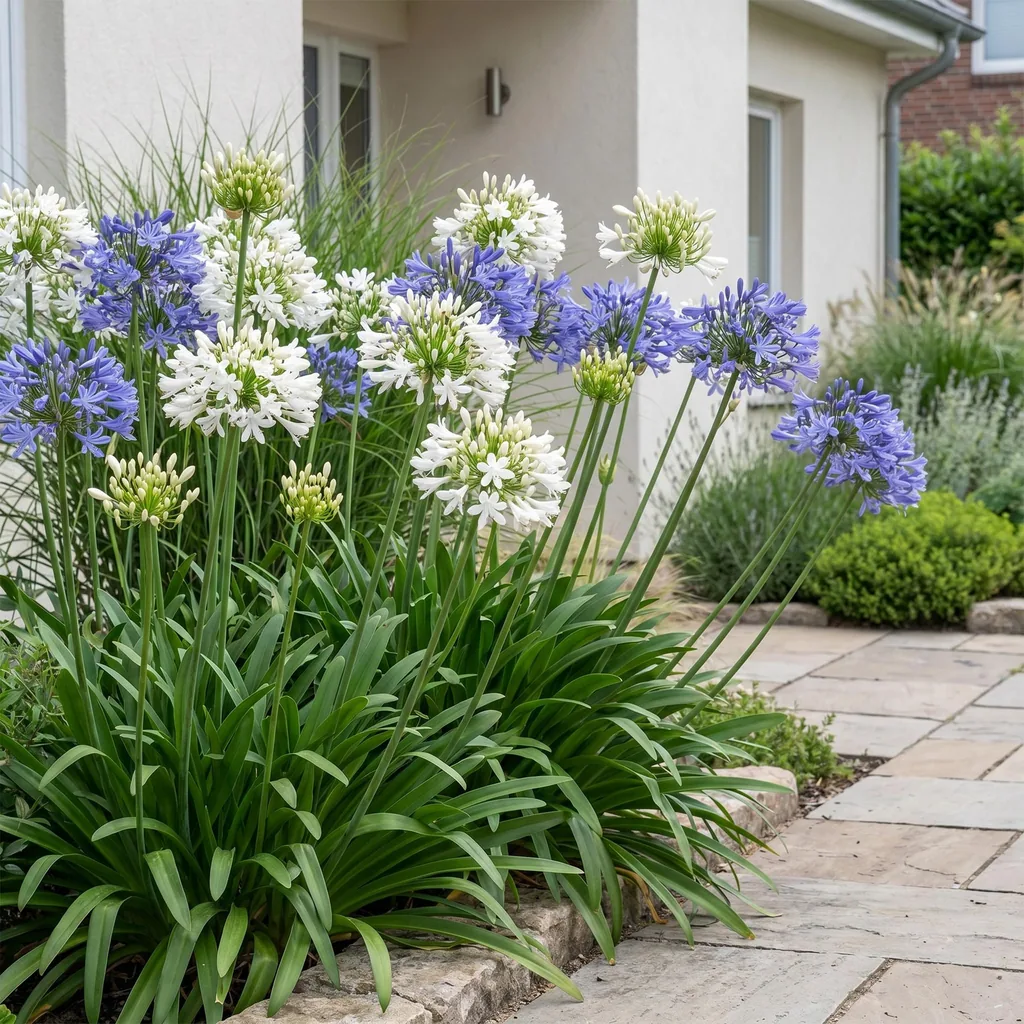 Schmucklilie 6er-Set (Agapanthus) – winterharte Kübelpflanze, Topf-Ø 11 cm, Höhe ca. 15–25 cm