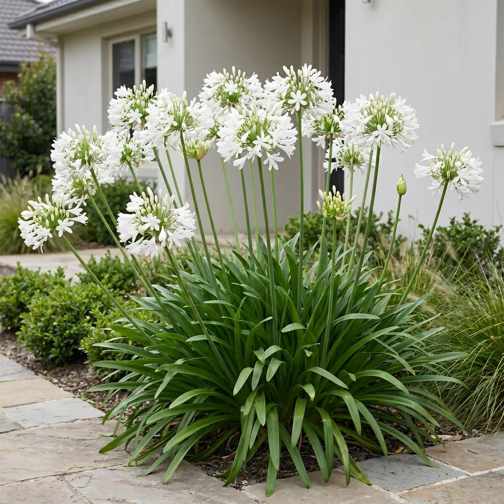Afrikanische Schmucklilie 'Albus' 12er-Set (Agapanthus africanus) – Kübelpflanze, Topf-Ø 11 cm, Höhe ca. 15–25 cm