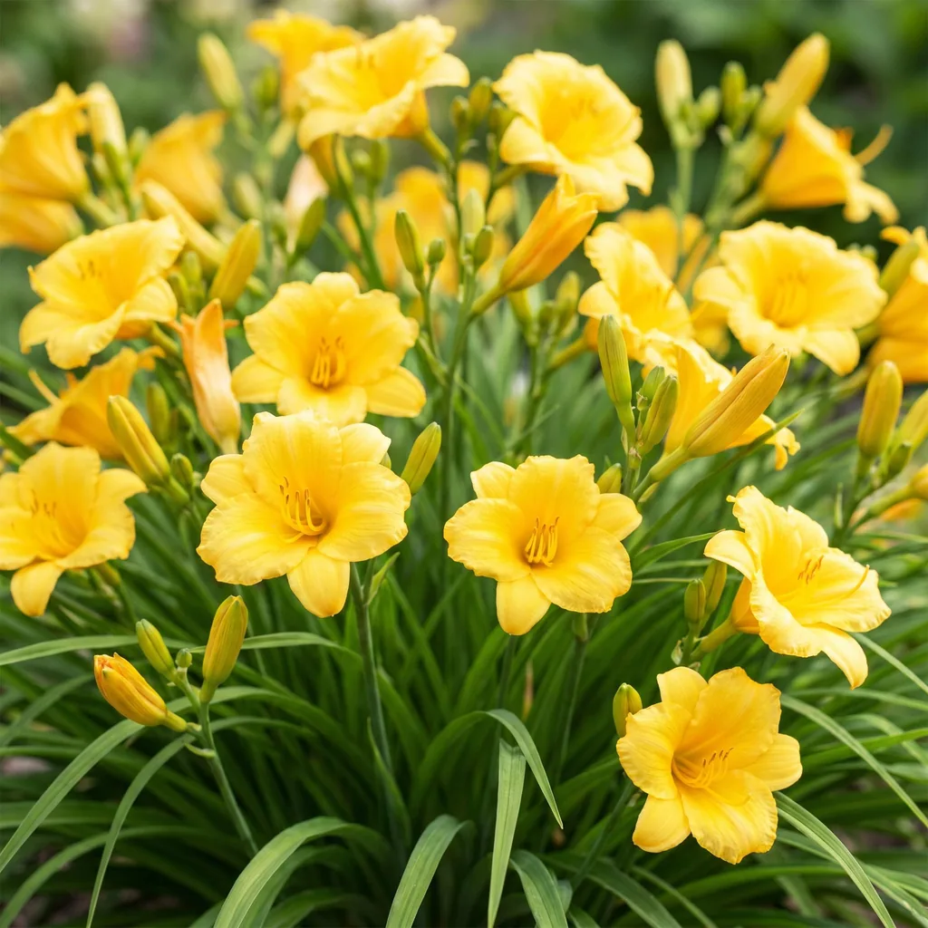 Taglilie 'Stella d'Oro' 12er-Set (Hemerocallis) – winterharte Staude, Topf-Ø 11 cm, Höhe ca. 15–25 cm