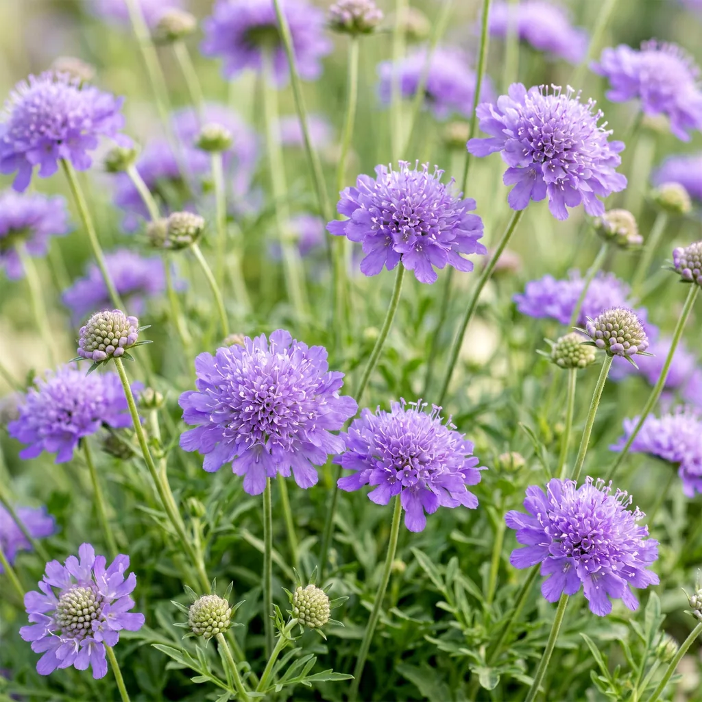 Tauben-Skabiose 'Butterfly Blue' 24er-Set (Scabiosa columbaria) – winterharte Staude, Topf-Ø 11 cm, Höhe ca. 15–25 cm